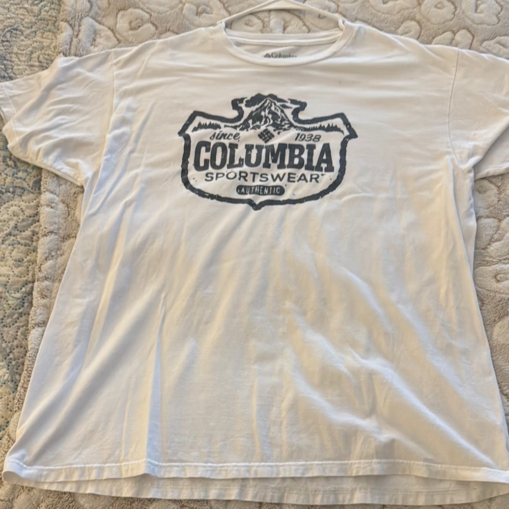 Columbia White Short Sleeve Tee with Graphic Logo